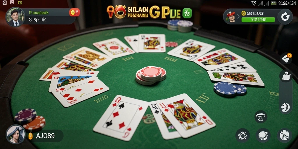 Tampilan gameplay seru AJO89 yang menampilkan permainan Gaple.