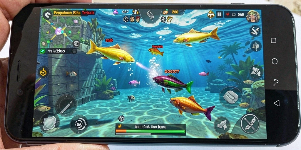 Screenshot gameplay GOGO77 menampilkan aksi menembak ikan yang seru.