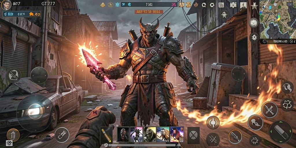 Tangkapan layar gameplay GT777 menampilkan momen menegangkan di dunia horror.