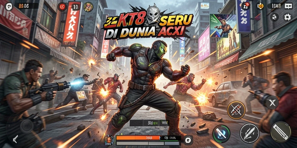 Tampilan gameplay JKT8 yang seru dan mendebarkan.