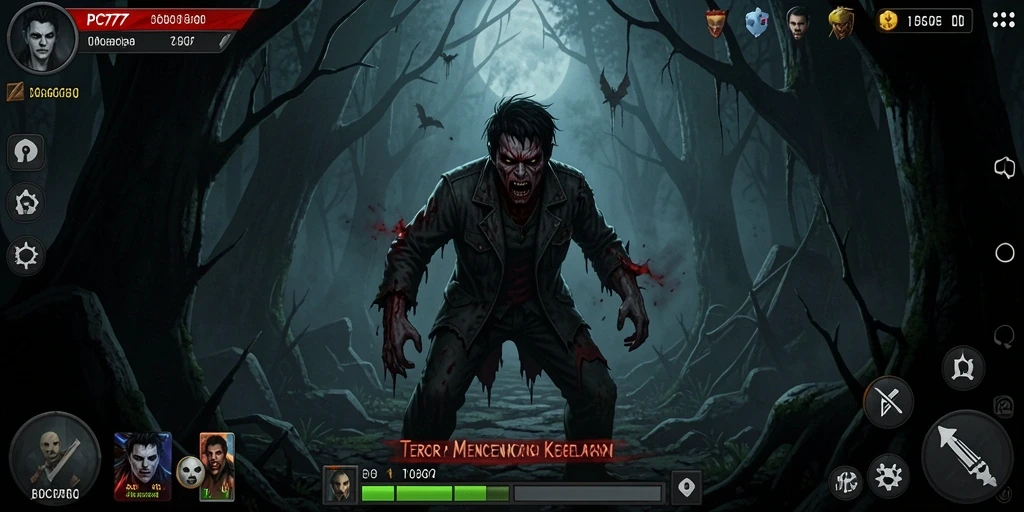 Tangkapan layar menampilkan suasana menakutkan di dalam gameplay PC777.