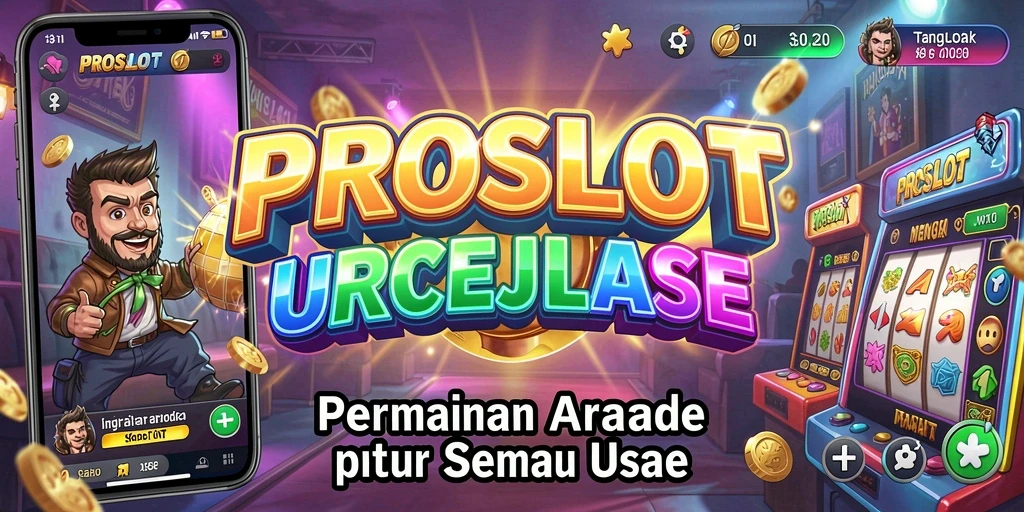 Screenshot PROSLOT menampilkan gameplay Arcade dengan grafis menarik dan mesin slot yang beragam.