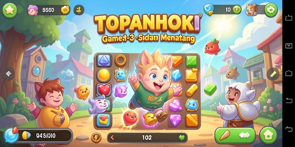 Gameplay seru dalam TOPANHOKI dengan tantangan Match-3 yang menarik.