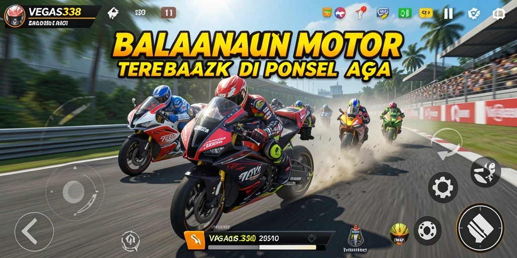 Tampilan gameplay balapan motor yang seru dan menantang.